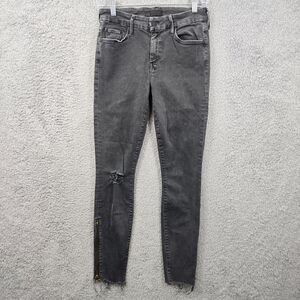 MOTHER Jeans Women's The Looker Zip Fray Dye Faded Black Size 26